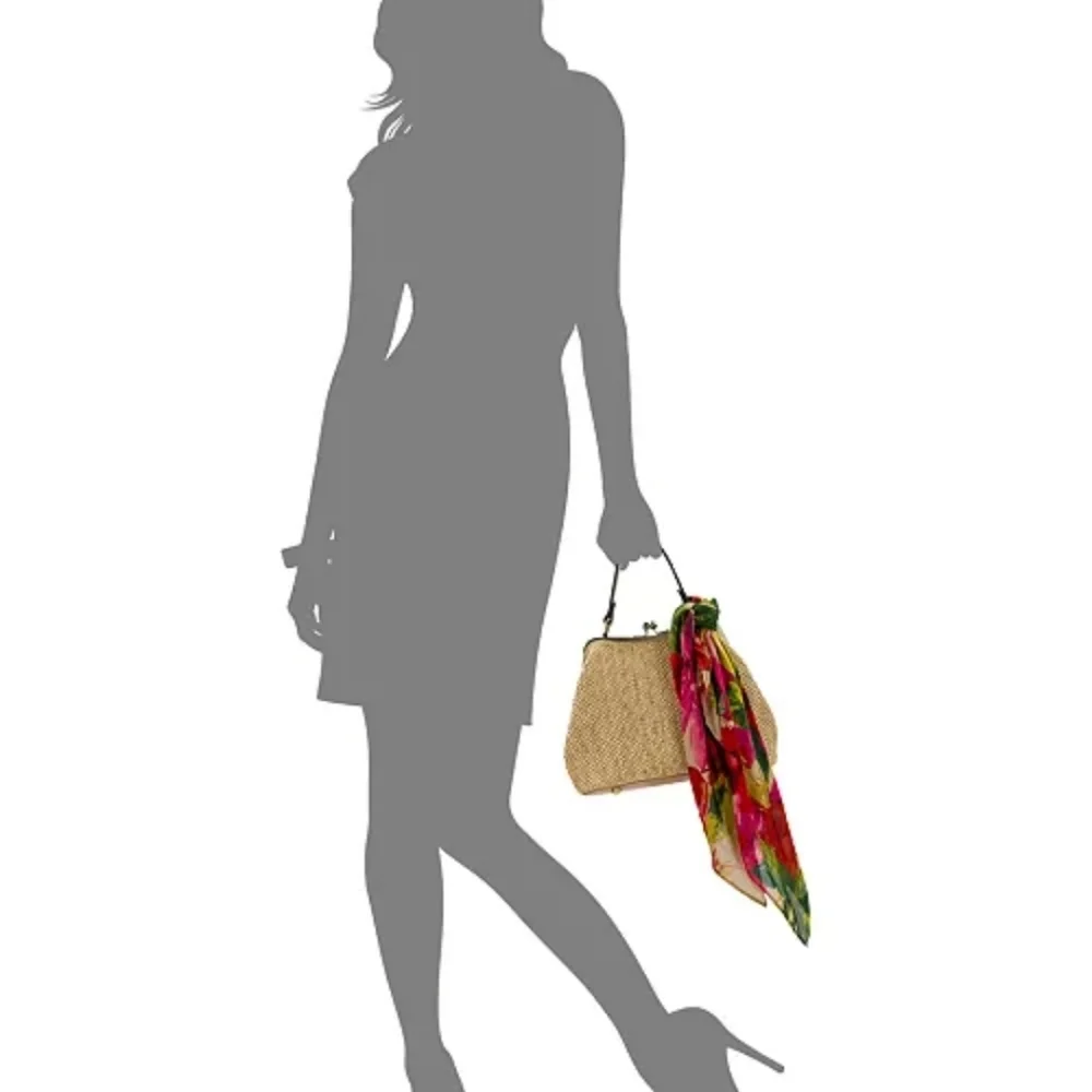 Patricia Nash Beige Woven Mini Bag with Multicolor Scarf Accent - Picture 5 of 8